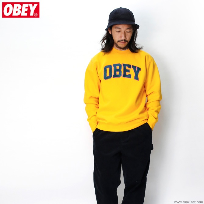 OBEY CREW NECK FLEECE "OBEY SPORTS CREW" (GOLD)
