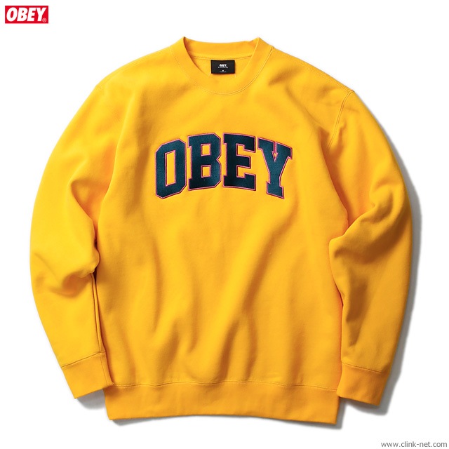 OBEY CREW NECK FLEECE "OBEY SPORTS CREW" (GOLD)