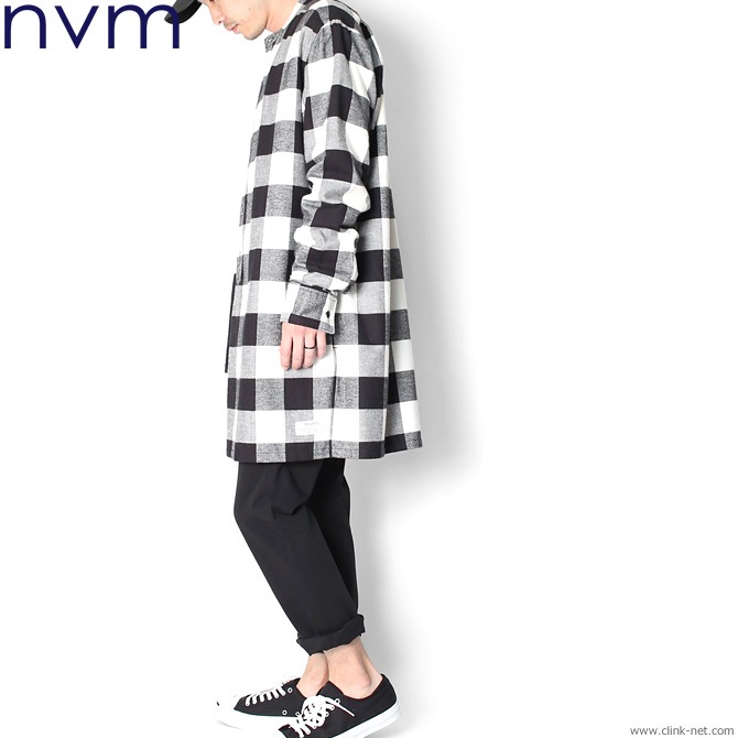 SALE 70��OFF NVM CHECK LONG SH (WHT��BLK) [NVM17A-SH01]