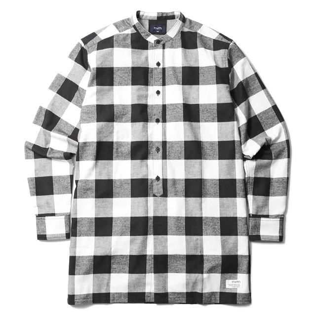 SALE 70��OFF NVM CHECK LONG SH (WHT��BLK) [NVM17A-SH01]