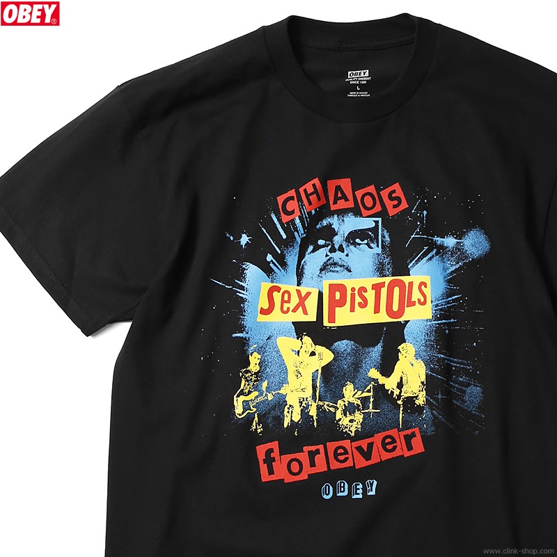 OBEY CLASSIC TEE "HOLIDAY CHAOS" (BLACK) [OBEYSEX PISTOLS COLLECTION]