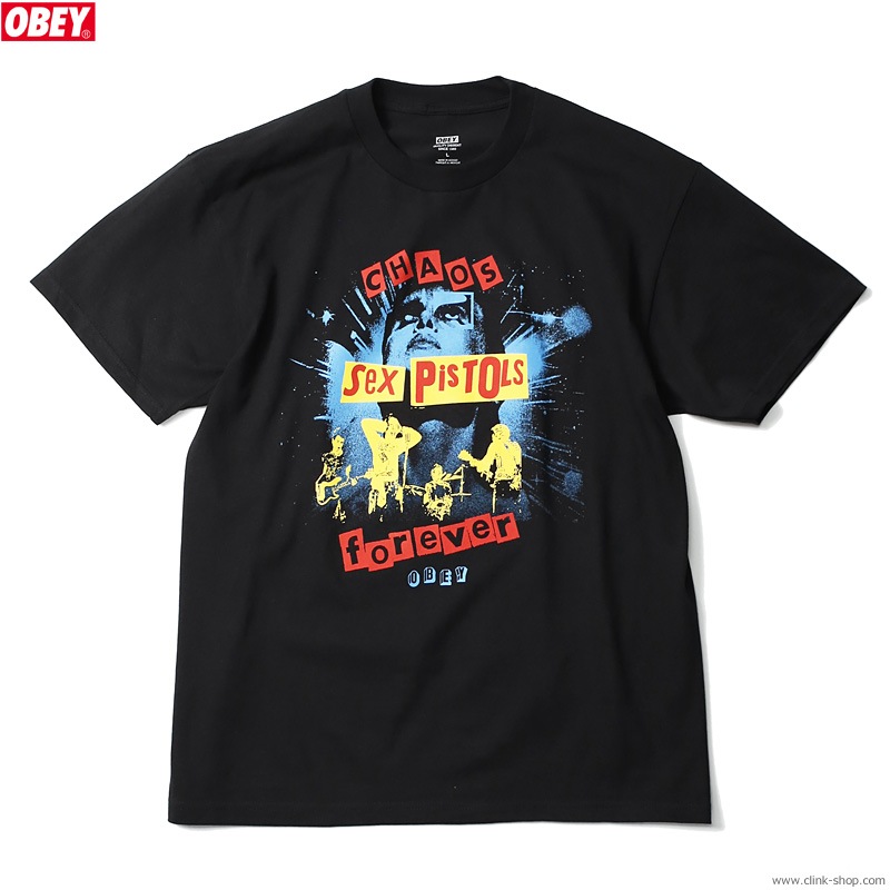 OBEY CLASSIC TEE "HOLIDAY CHAOS" (BLACK) [OBEYSEX PISTOLS COLLECTION]