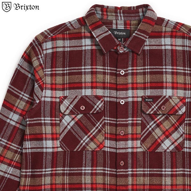 BRIXTON ARCHIE L/S FLANNEL (MAROON)