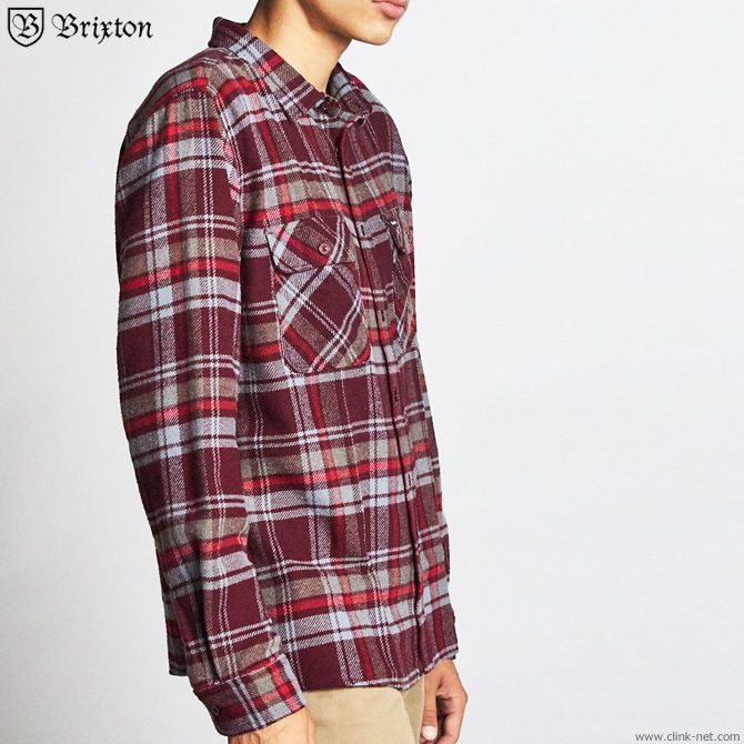 BRIXTON ARCHIE L/S FLANNEL (MAROON)