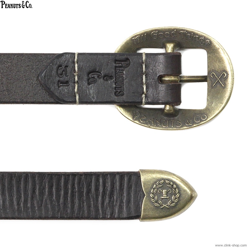 美品 Peanut&Co. スタッズ × レザーベルト “GOOD LIFE” CLINK｜PEANUTS & CO. STUDS BELT (BROWN)｜東京・吉祥寺