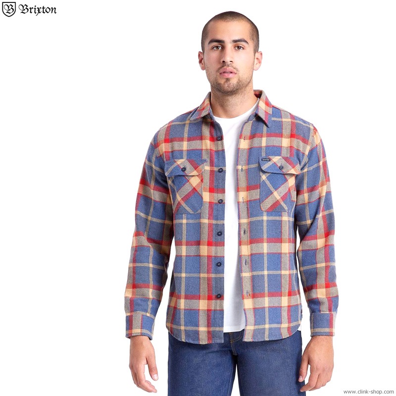 BRIXTON BOWERY L/S FLANNEL (BLUE��RED)