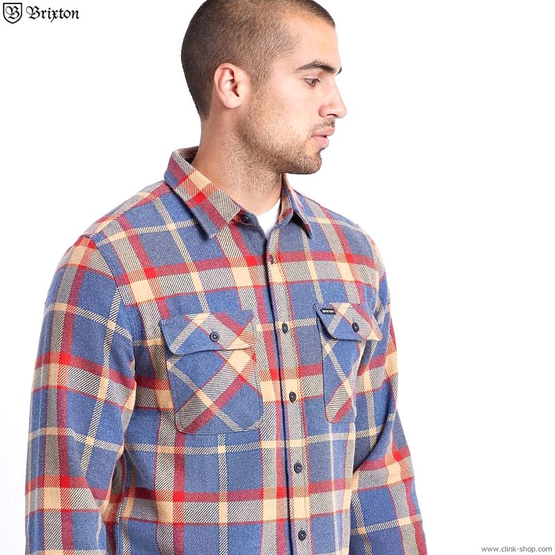 BRIXTON BOWERY L/S FLANNEL (BLUE��RED)