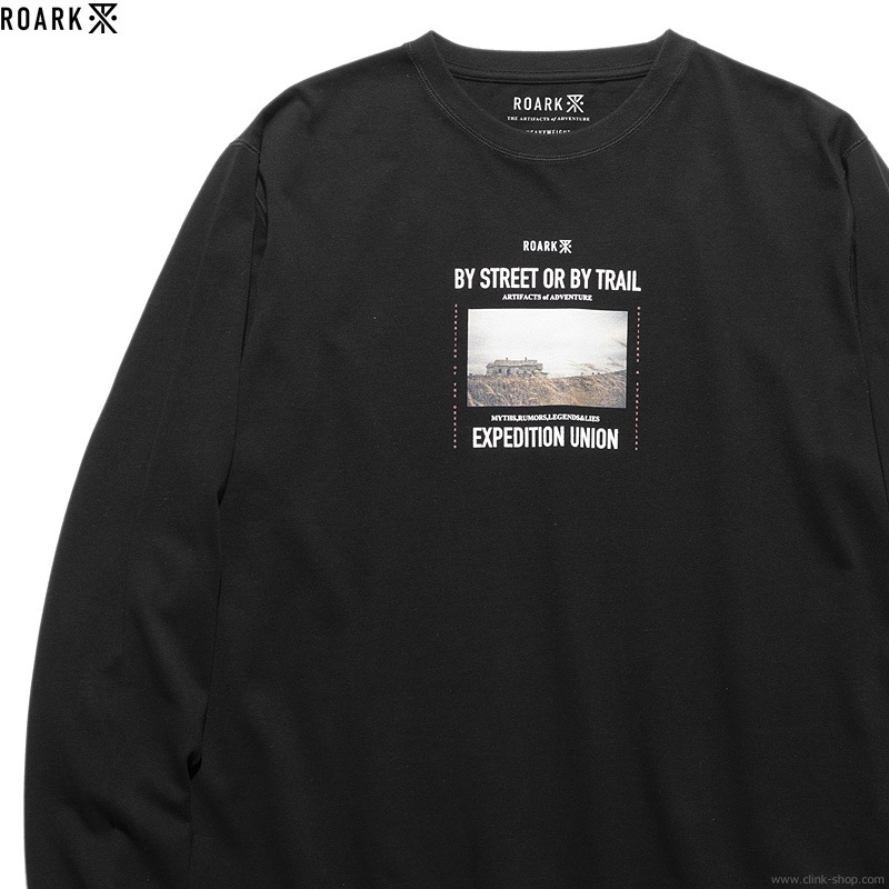 ROARK REVIVAL "BY STREET OR BY TRAIL" 9.3oz H/W L/S TEE (BLACK)