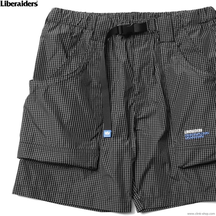 LIBERAIDERS GRID CLOTH UTILITY SHORTS (BLACK) #70801