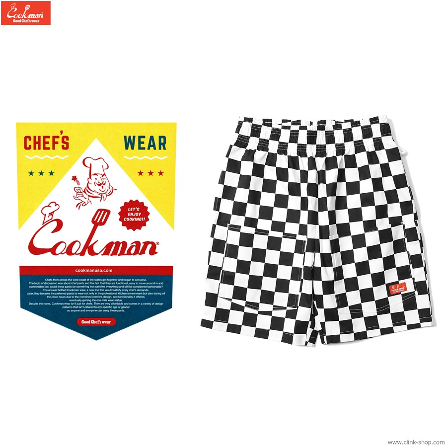 COOKMAN CHEF PANTS SHORT FRONT POCKET CHECKER