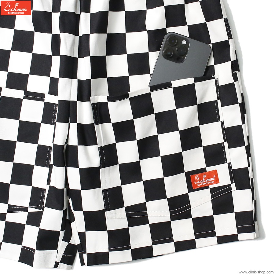 COOKMAN CHEF PANTS SHORT FRONT POCKET CHECKER