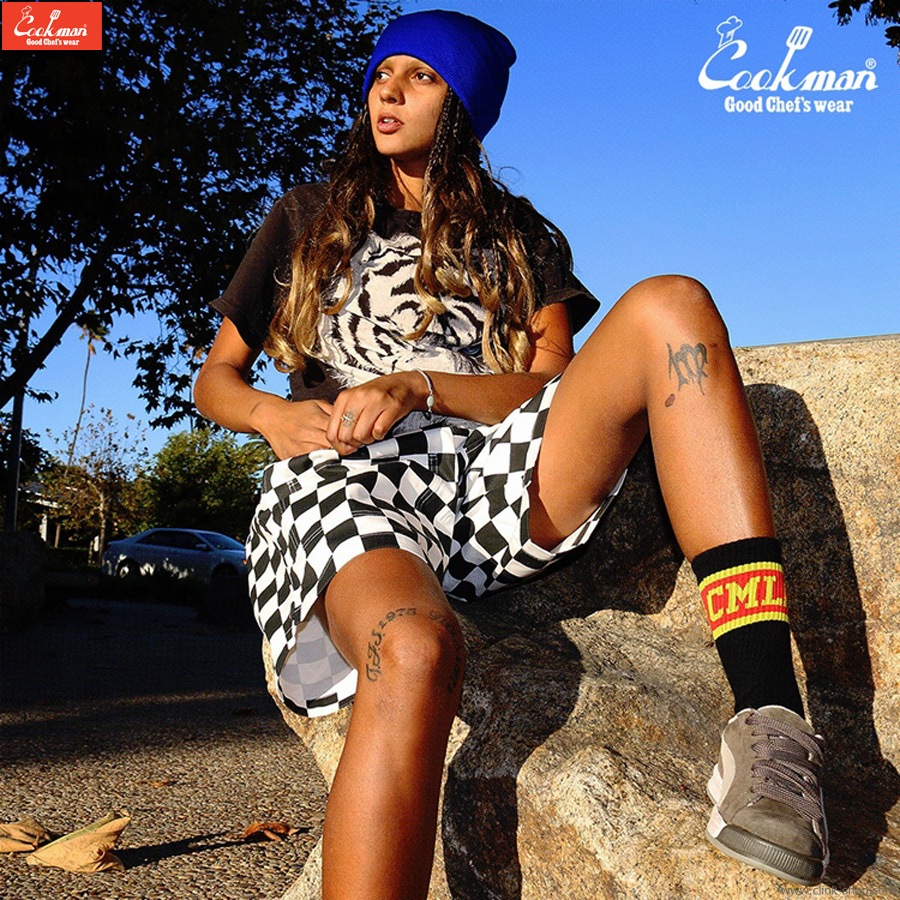 COOKMAN CHEF PANTS SHORT FRONT POCKET CHECKER