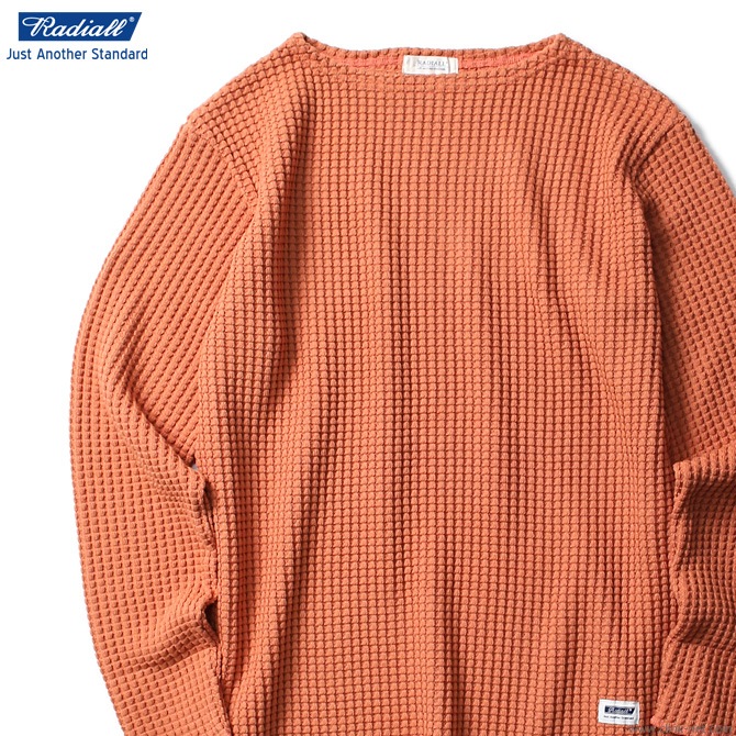 RADIALL BIG WAFFLE - BOAT NECK T-SHIRTS L/S (ORANGE)