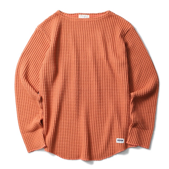 RADIALL BIG WAFFLE - BOAT NECK T-SHIRTS L/S (ORANGE)