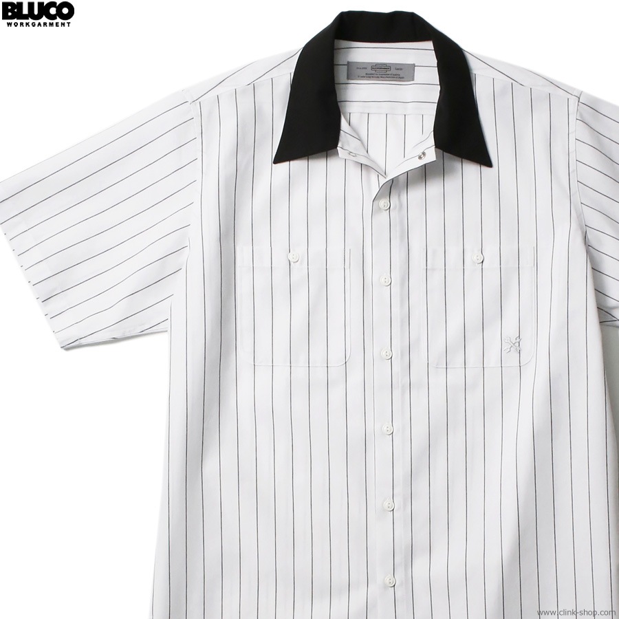 BLUCO STANDARD WORK SHIRT S/S (WHITE-STRIPE) [143-21-108]