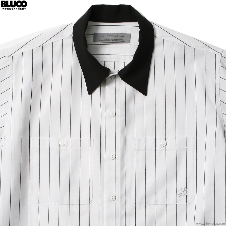 BLUCO STANDARD WORK SHIRT S/S (WHITE-STRIPE) [143-21-108]