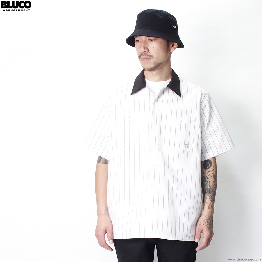 BLUCO STANDARD WORK SHIRT S/S (WHITE-STRIPE) [143-21-108]