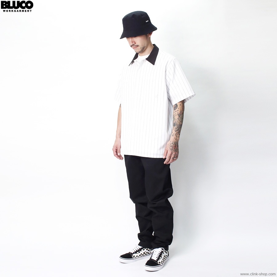 BLUCO STANDARD WORK SHIRT S/S (WHITE-STRIPE) [143-21-108]