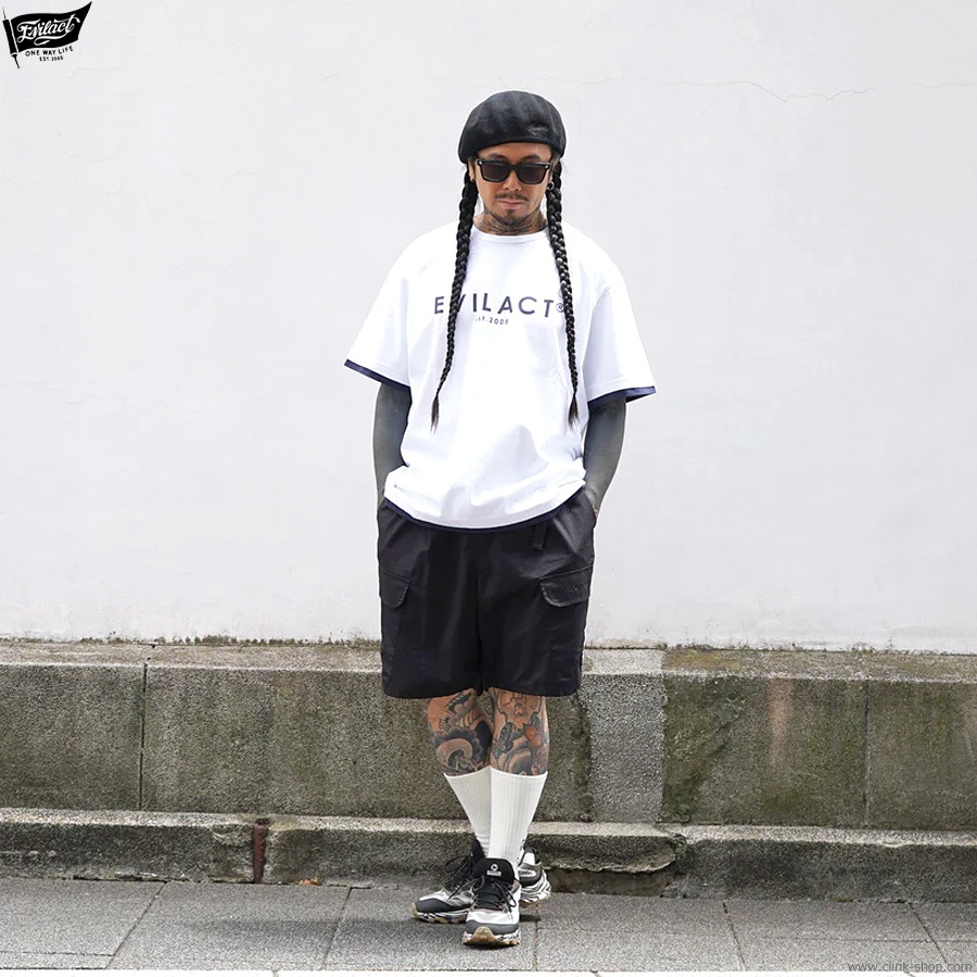 EVILACT LAYERD SS (WHITE/NAVY) [EA-WFRSS-T07]