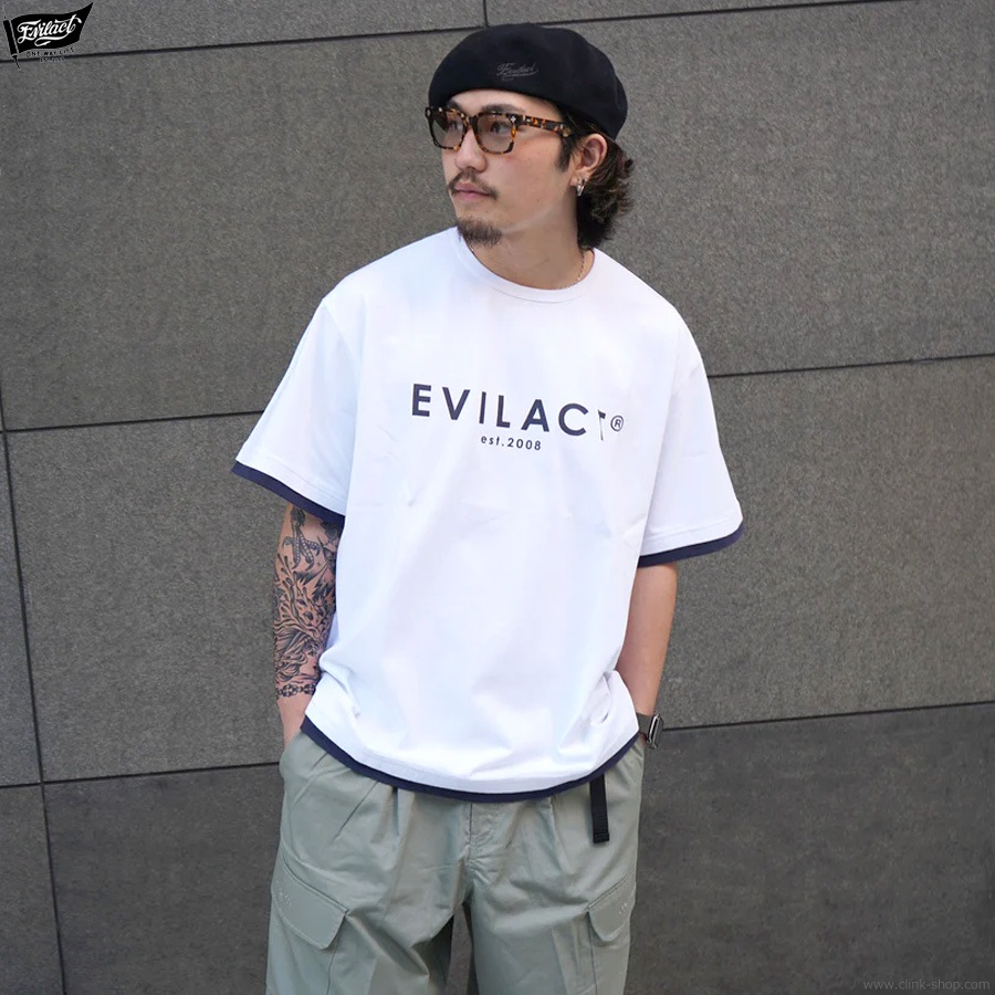 EVILACT LAYERD SS (WHITE/NAVY) [EA-WFRSS-T07]