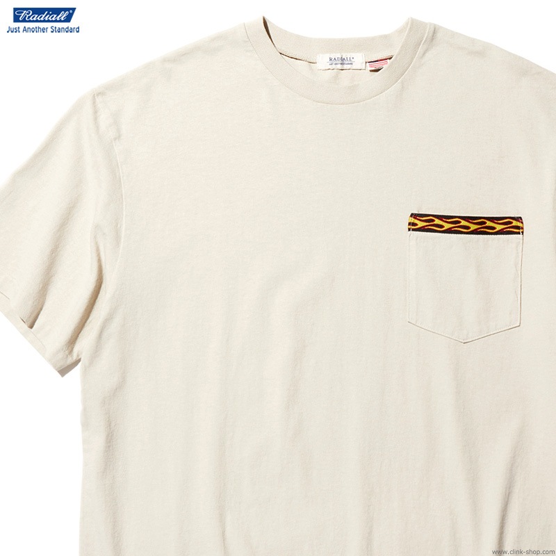 RADIALL FLAMES - CREW NECK POCKET T-SHIRT S/S (SNOW WHITE)