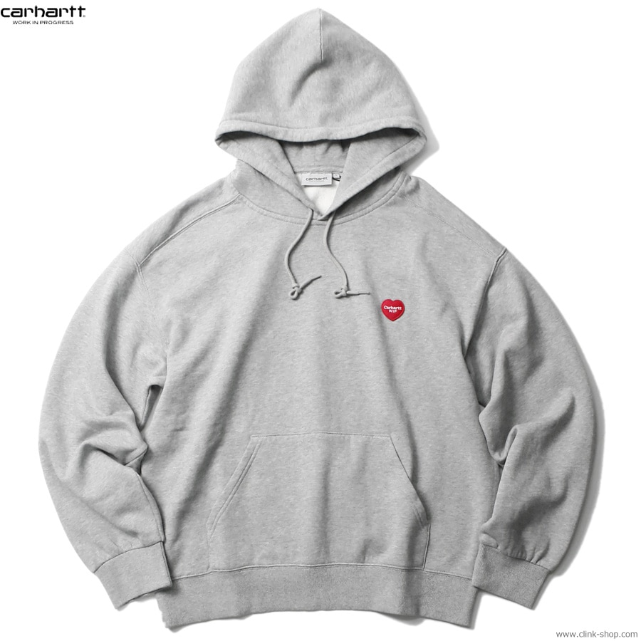 CARHARTT WIP HOODED HEART PATCH SWEATSHIRT (GREY HEATHER)