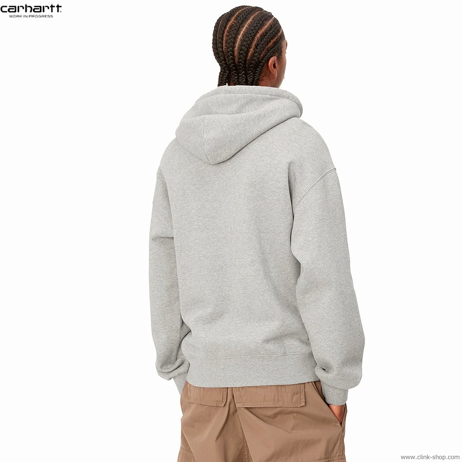 CARHARTT WIP HOODED HEART PATCH SWEATSHIRT (GREY HEATHER)