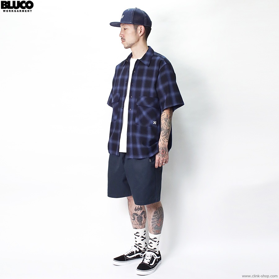 BLUCO OMBRE BIG POCKET SHIRT S/S (NAVY) [143-21-004]