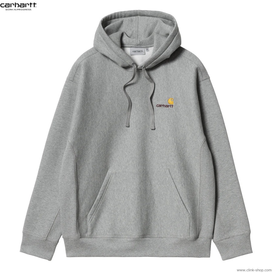 CARHARTT WIP HOODED AMERICAN SCRIPT SWEAT (GREY HEATHER)
