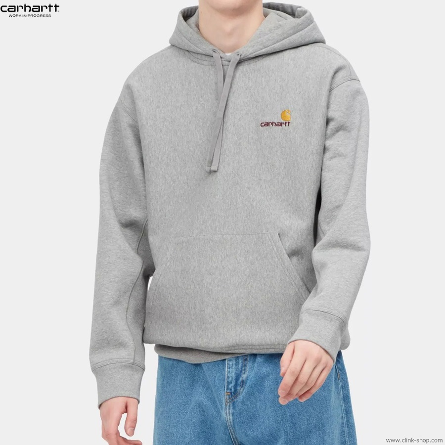 CARHARTT WIP HOODED AMERICAN SCRIPT SWEAT (GREY HEATHER)