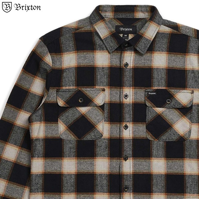 BRIXTON BOWERY L/S FLANNEL (BLACK/CREAM)