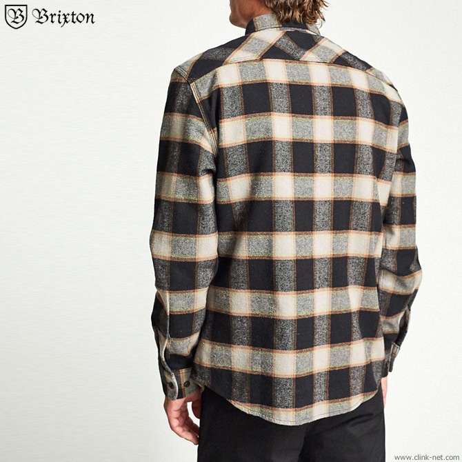 BRIXTON BOWERY L/S FLANNEL (BLACK/CREAM)