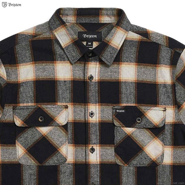 BRIXTON BOWERY L/S FLANNEL (BLACK/CREAM)