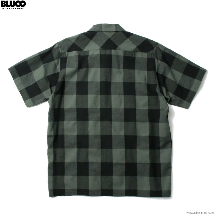 BLUCO BUFFALO CHECK WORK SHIRT S/S (M.GREEN) [143-21-003]