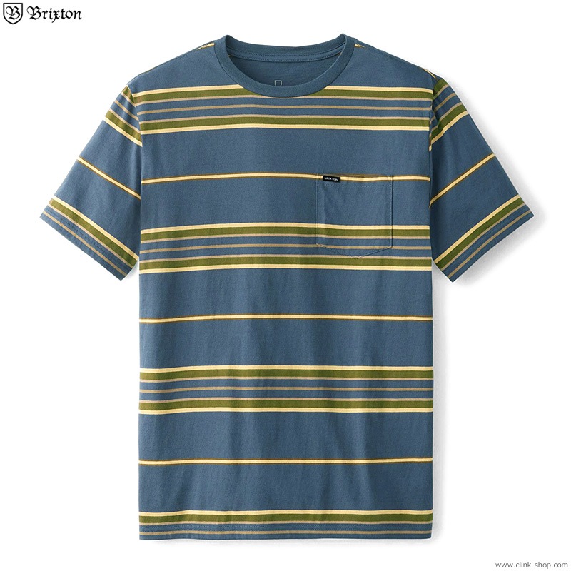 BRIXTON HILT S/S POCKET KNIT (WASHED NAVY/BLONDE)