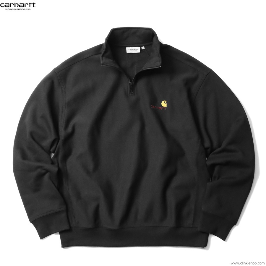CLINK｜CARHARTT WIP HALF ZIP AMERICAN SCRIPT SWEATSHIRT (BLACK