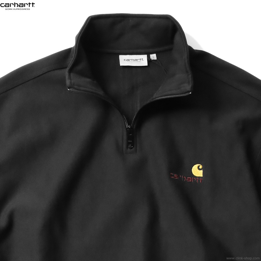 CLINK｜CARHARTT WIP HALF ZIP AMERICAN SCRIPT SWEATSHIRT (BLACK