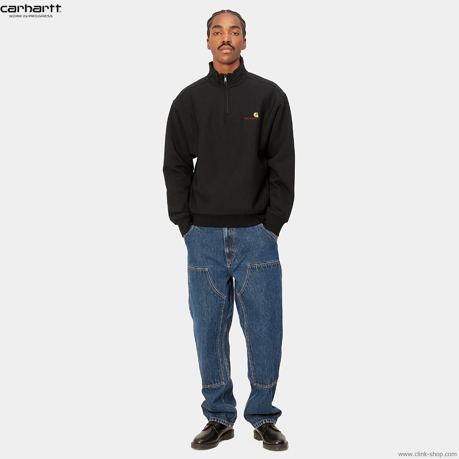 CLINK｜CARHARTT WIP HALF ZIP AMERICAN SCRIPT SWEATSHIRT (BLACK