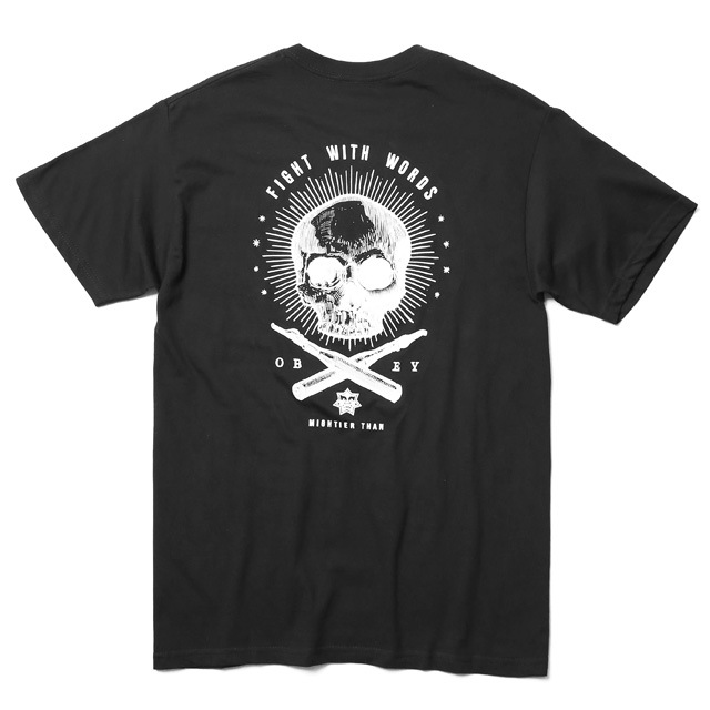 OBEY PREMIUM TEE "FIGHT WITH WORDS" (BLACK) [ARTIST SERIES:RAVI ZUPA]