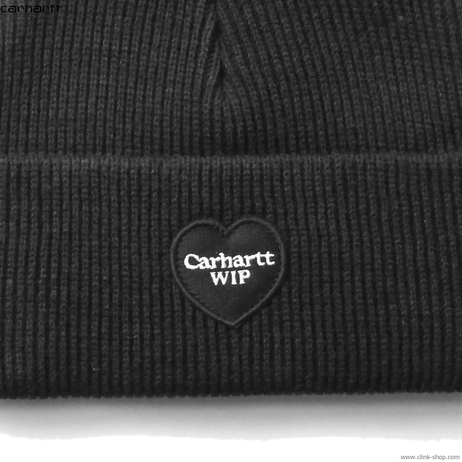 CARHARTT WIP HEART PATCH BEANIE (BLACK)