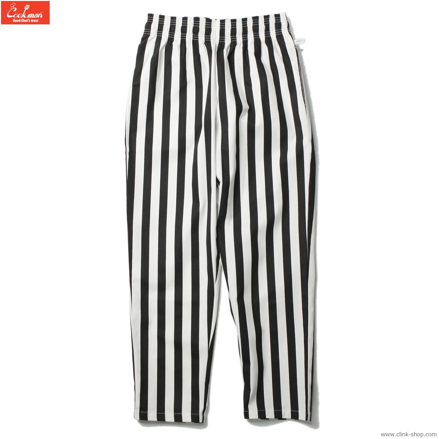 COOKMAN CHEF PANTS WIDE STRIPE BLACK