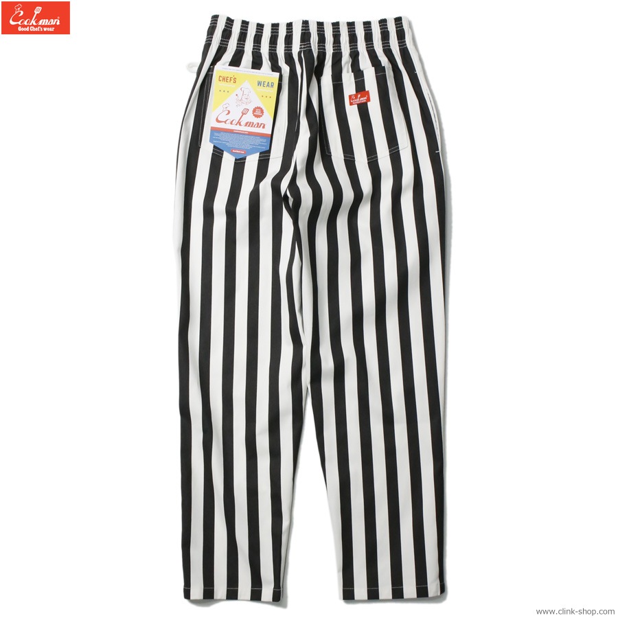 COOKMAN CHEF PANTS WIDE STRIPE BLACK