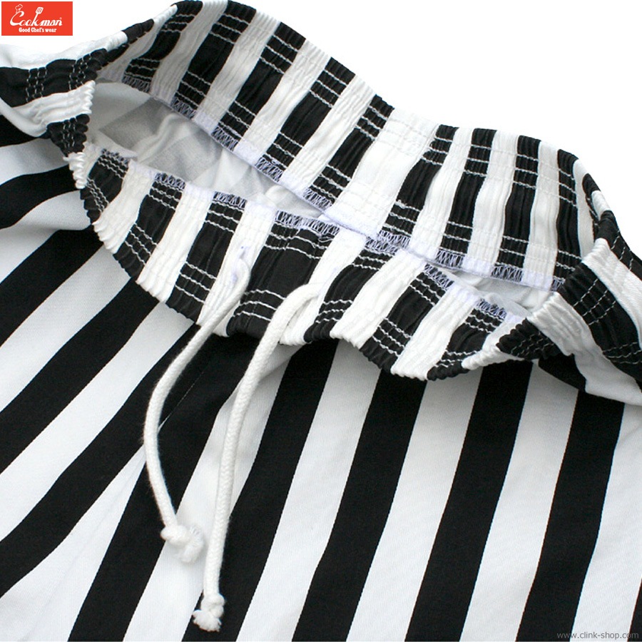 COOKMAN CHEF PANTS WIDE STRIPE BLACK