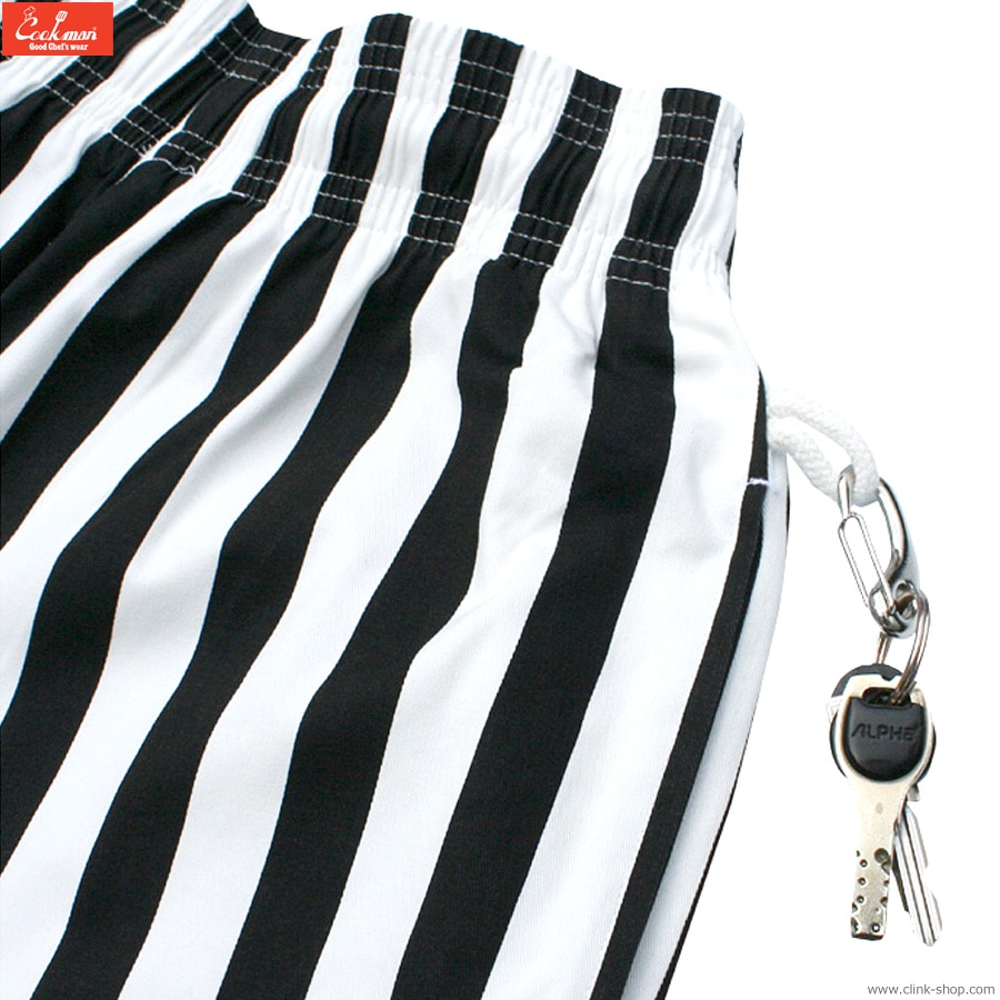 COOKMAN CHEF PANTS WIDE STRIPE BLACK