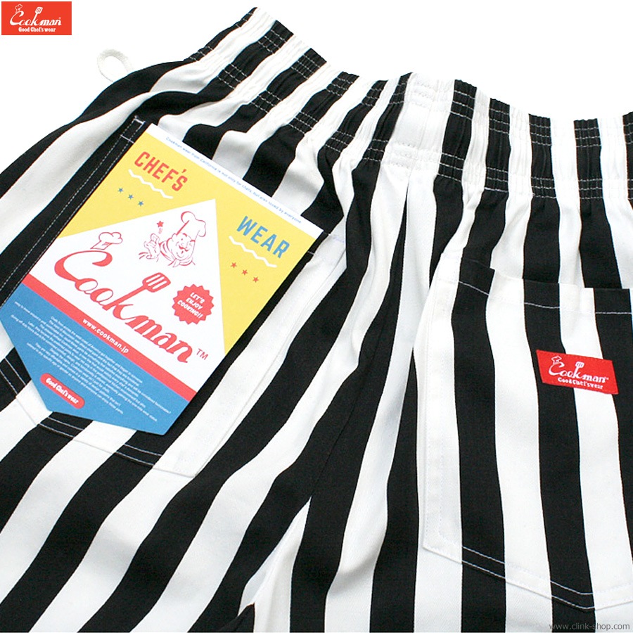 COOKMAN CHEF PANTS WIDE STRIPE BLACK