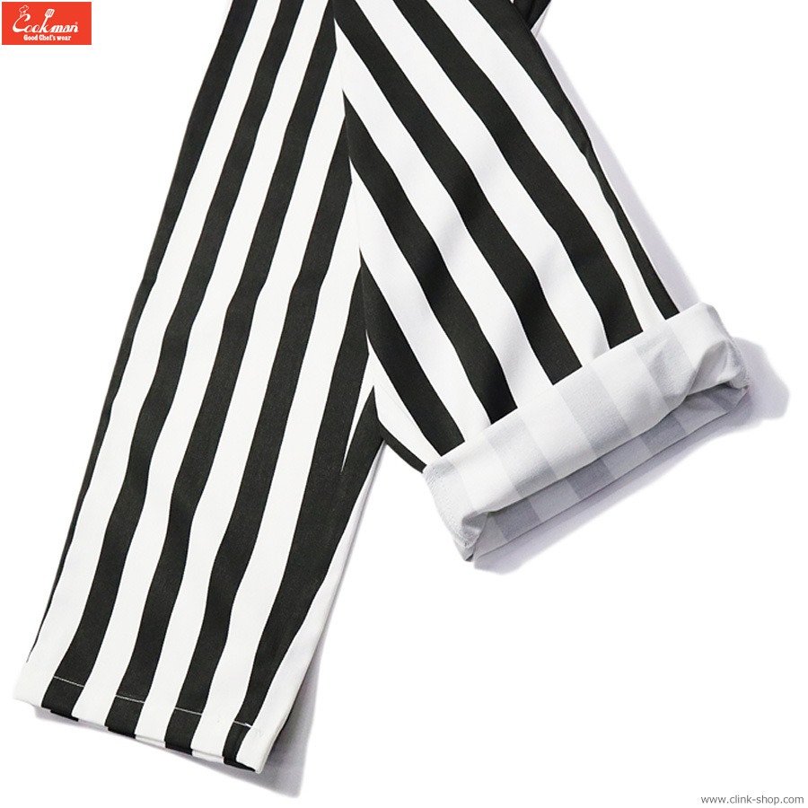 COOKMAN CHEF PANTS WIDE STRIPE BLACK