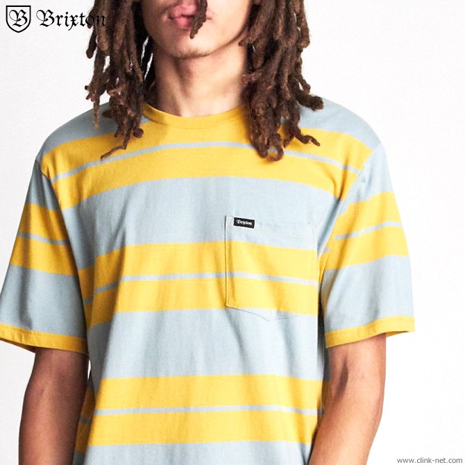 BRIXTON HILT S/S POCKET KNIT (GOLD��LIGHT BLUE)