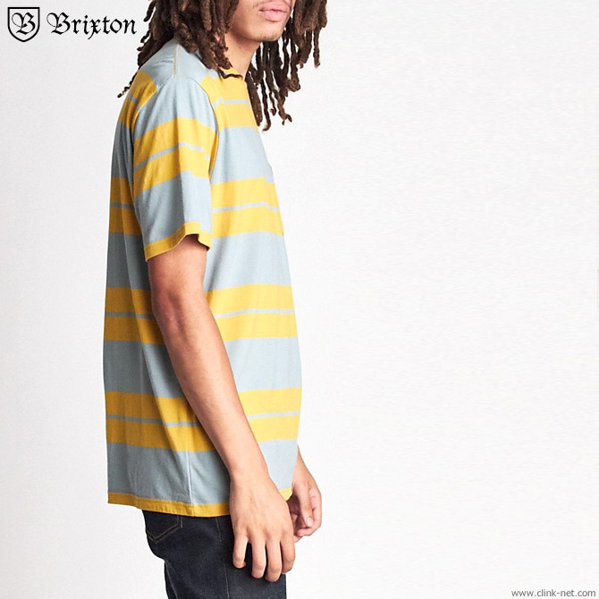 BRIXTON HILT S/S POCKET KNIT (GOLD��LIGHT BLUE)