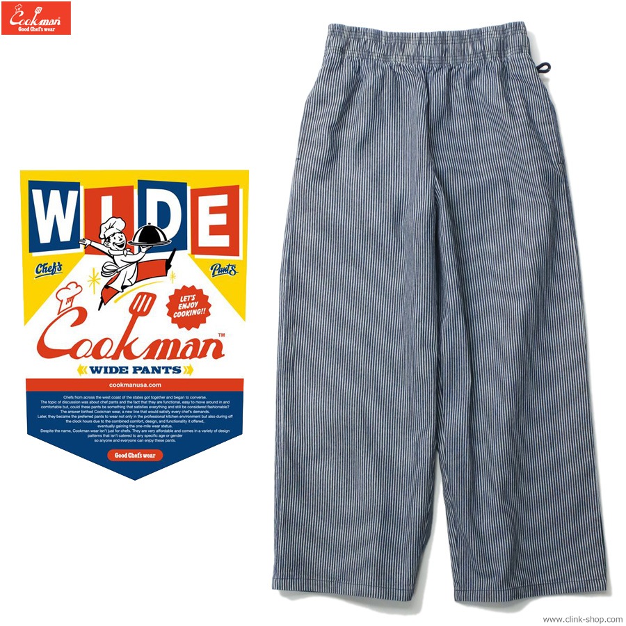COOKMAN WIDE CHEF PANTS HICKORY NAVY