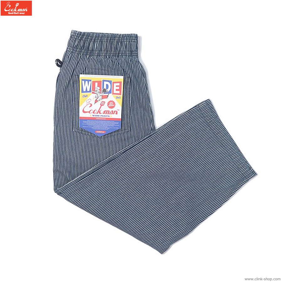 COOKMAN WIDE CHEF PANTS HICKORY NAVY